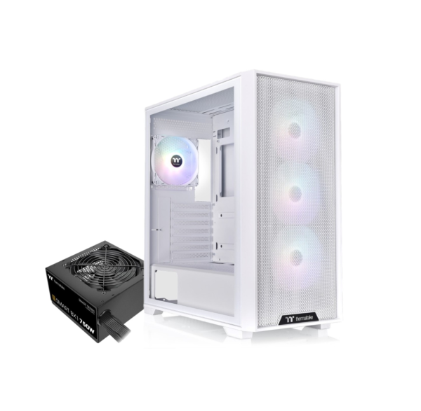 Gabinete TT H390 Mid-Tower TG Fan ARGB x4 Snow White c/Fuente 750W 80 Plus Bronze
