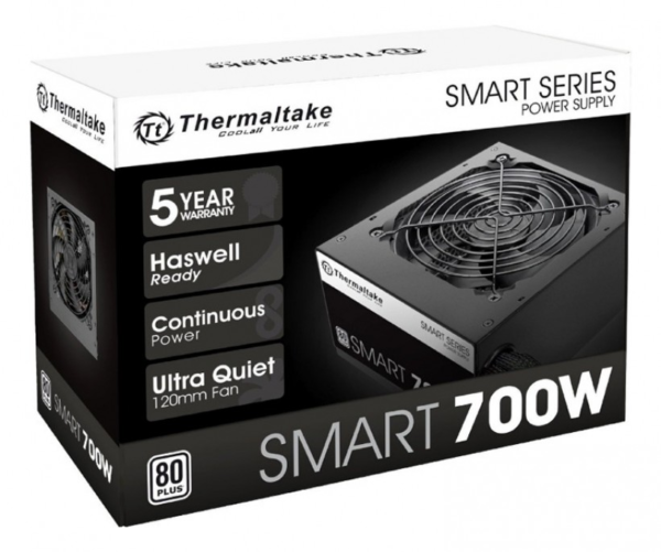 FUENTE GAMER THERMALTAKE SMART 700W AG80 PLUS WHITE