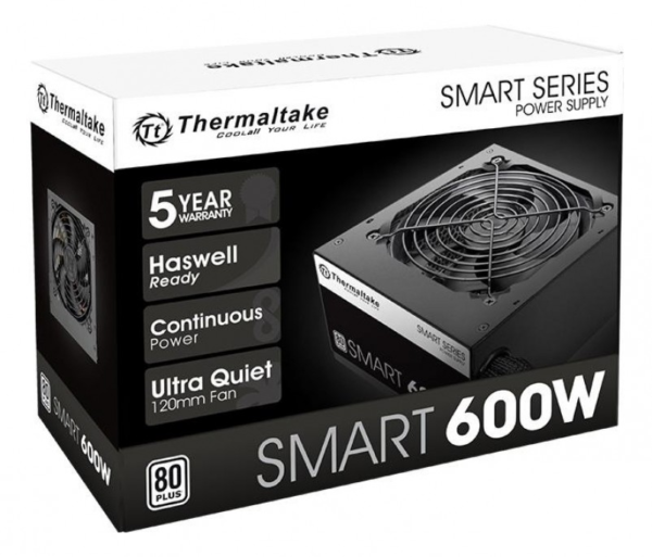 FUENTE GAMER THERMALTAKE SMART 600W AG80 PLUS WHITE