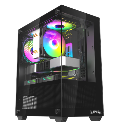 GABINETE RAPTOR NOVA PRIME TG X2 MID-TOWER RGB FAN X3 BLACK