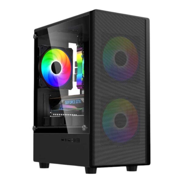 Gabinete LNZ M11, 3 fan, vidrio templ/ lat, mesh front, usb 3.0, hd
