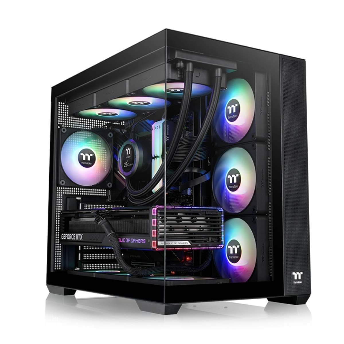 GABINETE TT VIEW 380 XL MID-TOWER TG X2 FAN ARGB X1 REVERSE FAN X3 BLACK