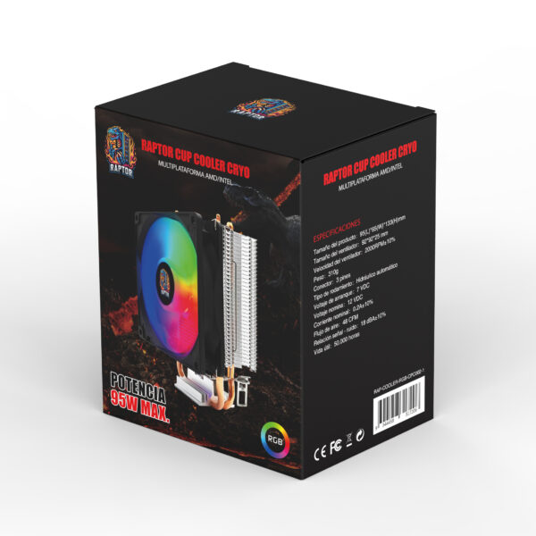 CPU Cooler Raptor Cryo RGB Potencia Max 95W p/AMD/Intel (7206) - Imagen 2