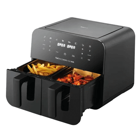 FREIDORA DE AIRE FOXBOX GENUS AERIS-9000-DUO 9LT 2000W NEGRO MOD FBX-ARS9LNVBX-100 (8304)