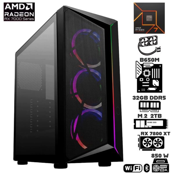 PC GAMER FORMULA V LINE RYZEN 7 7700X RX 9070XT 16GB 32GB SSD 512 GB SIN SISTEMA (750W 80GOLD) - Imagen 2