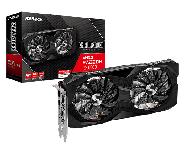 PLACA ASROCK RADEON RX6600 CHALLENGER D 8GB OC (90-GA2RZZ-00UANF)
