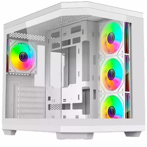 GABINETE SOLARMAX CM-W950 TG PECERA 4FAN ARGB WHITE - Imagen 2