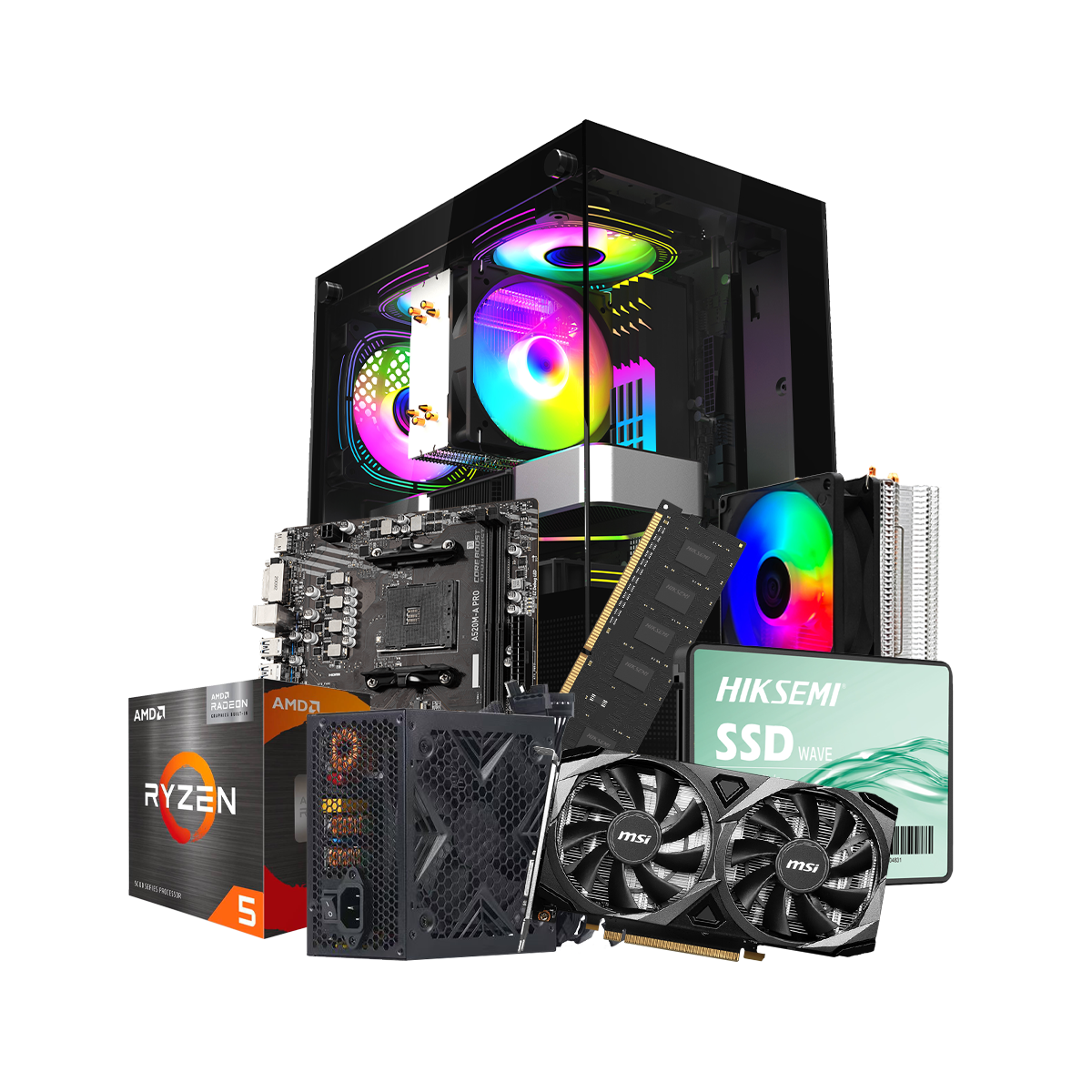 PC GAMER RAPTOR AMD RYZEN 5-5500X3D 16G SSD 480GB RTX 3060 12G PSU 750W 80+ (MSI)
