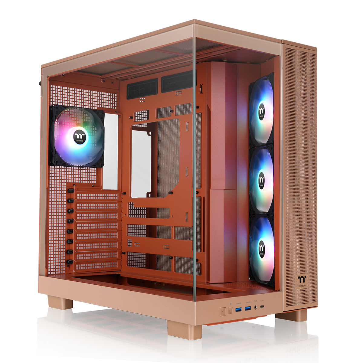 Gabinete TT View 380 XL Mid-Tower TG x2 Fan ARGB x1 Reverse Fan x3 Gravel Sand - Imagen 2