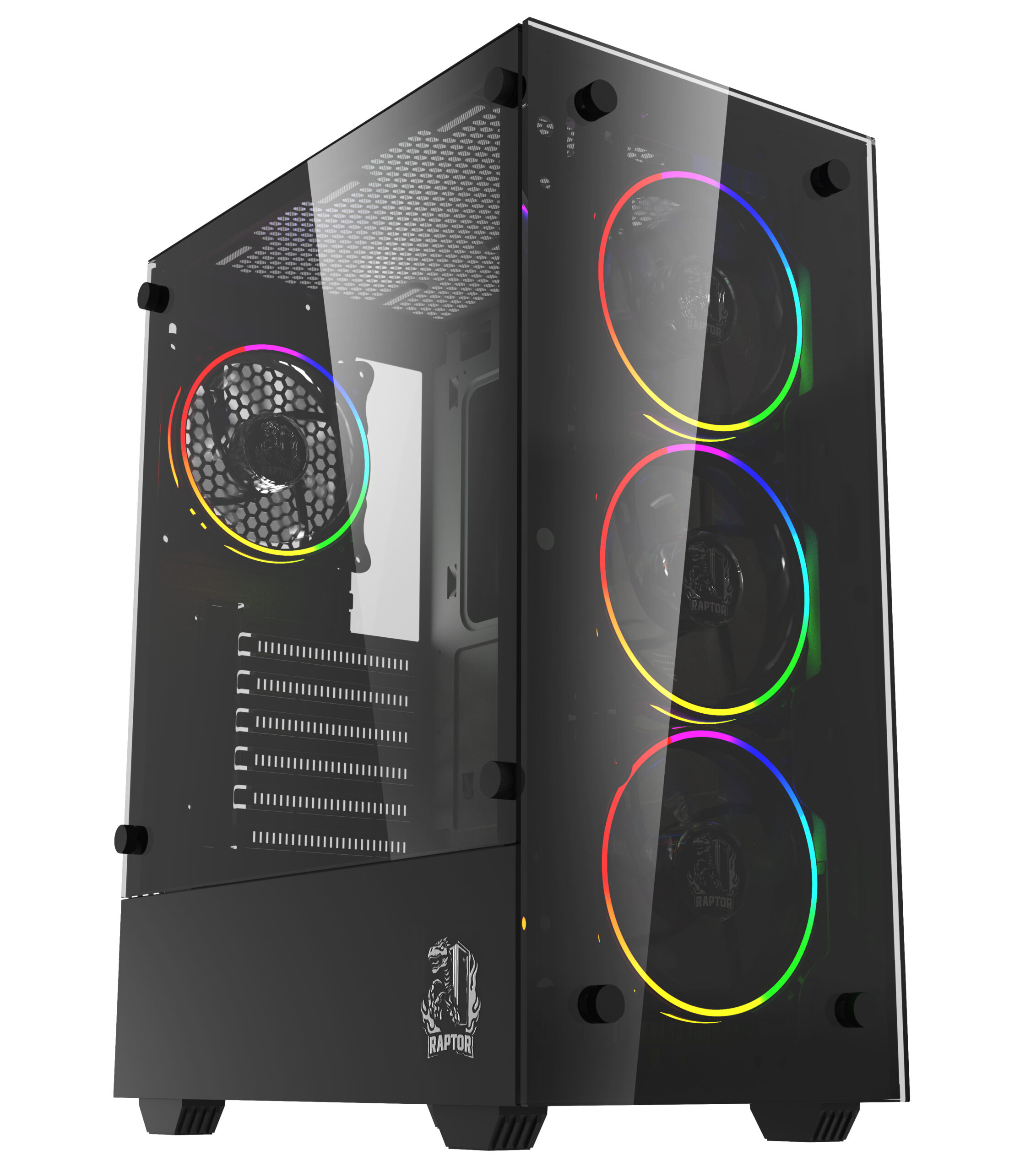 Gabinete Raptor Infinity Mesh TG x2 Mid-Tower RGB Fan x4 - Imagen 2