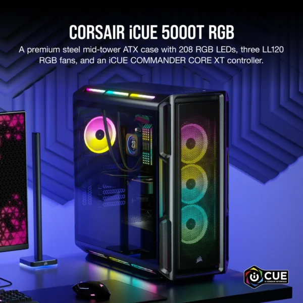 Gabinete Corsair 5000T TG Mid-Tower Black - Imagen 2