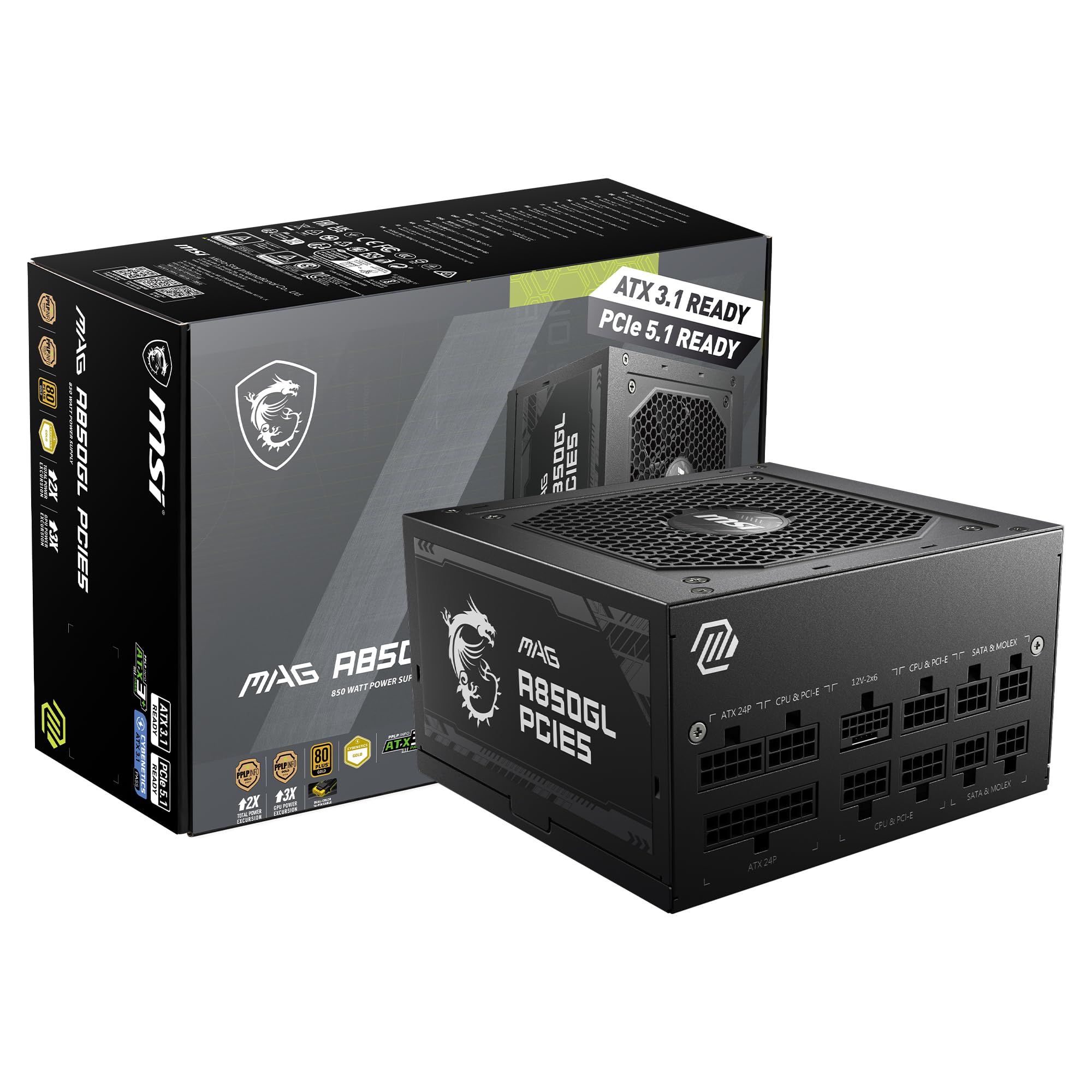 FUENTE 850W MSI 80 PLUS GOLD MAG A850GL PCIE5