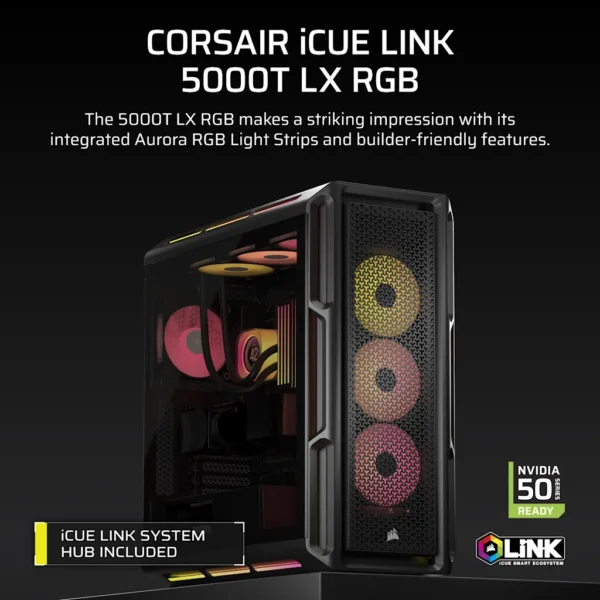 Gabinete Corsair iCUE LINK 5000T LX ARGB Mid-Tower Black - Imagen 2