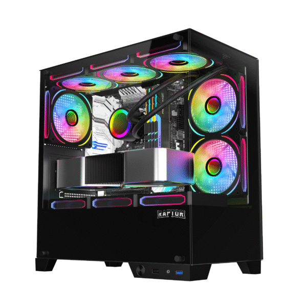 Gabinete Raptor Infinity Glass TG x2 Mid-Tower RGB Fan x4