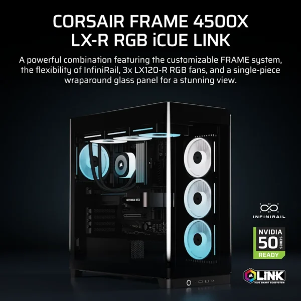 Gabinete Corsair FRAME 4500X LX-R RGB Mid-Tower TG Black - Imagen 2