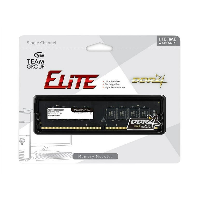 Memoria Ram UDIMM TEAM GROUP ELITE 8GB DDR4 3200MHz CL22 1.2v - Imagen 2