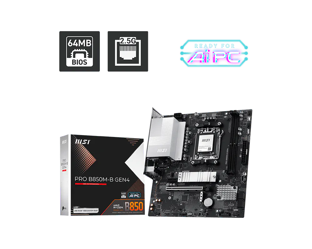 Motherboard MSI PRO B850M-B GEN4 AM5 DDR5