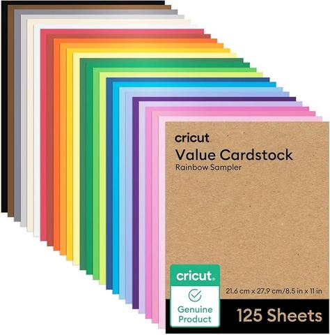 Cartulina De Muestra Cricut Value De 8,5 X 11 Pulgadas, 125 Hojas, Arcoíris