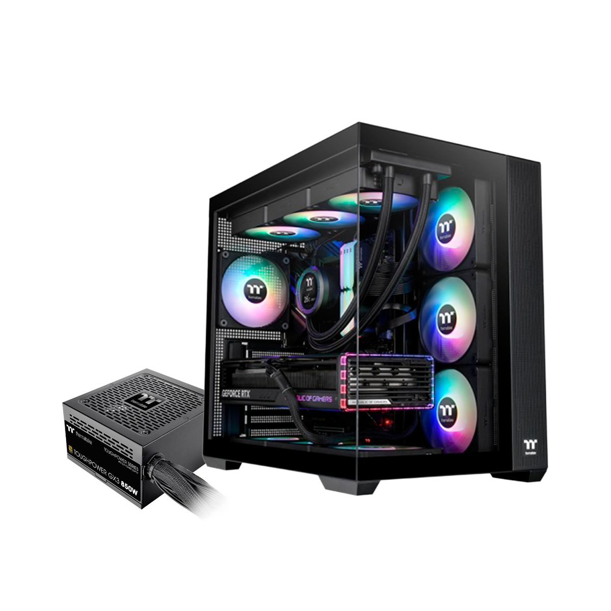Gabinete TT View 380 Lite Fan ARGB x4 TG x2 c/Fuente 850W Gold (4513)