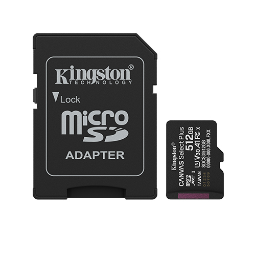 MicroSD KINGSTON 512GB c/Adap Gen3 150MB/s Canvas S Plus CL10 (8552)