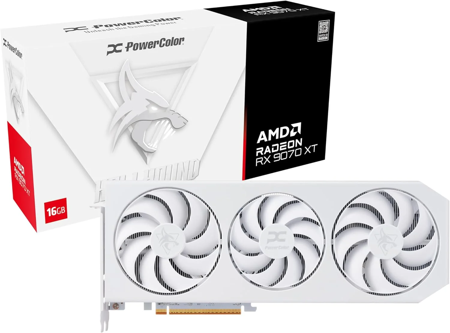 Placa Powercolor Hellhound Spectral White AMD Radeon RX 9070 XT 16GB GDDR6