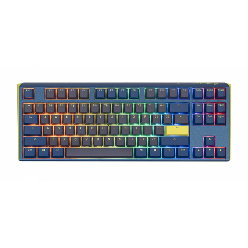 Teclado Mecanico Ducky One 3 TKL Daybreak Teclas azules Interruptor rojo Ingles PBT Doble disparo sin costuras Caja superior azul Caja inferior gris C
