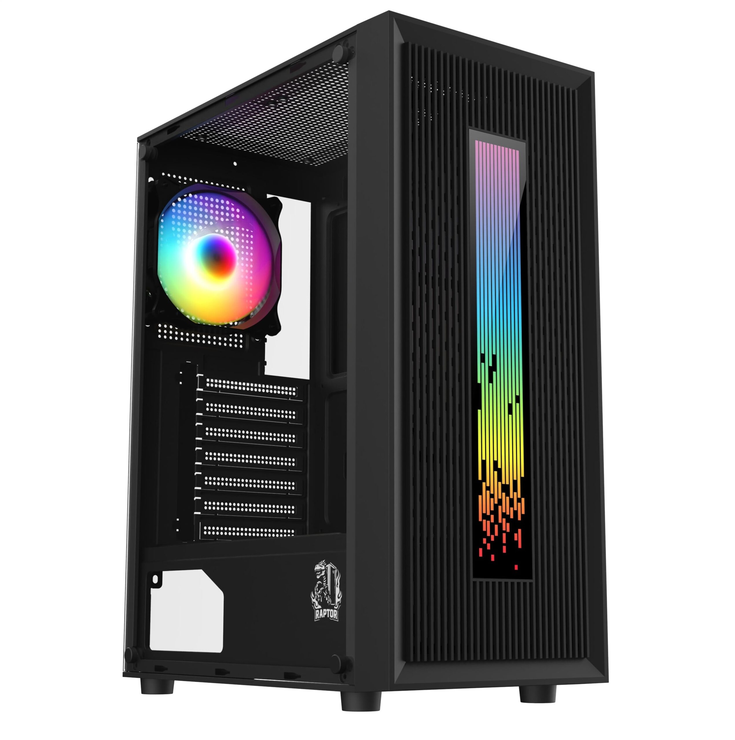 GABINETE RAPTOR VORTEX TG MID-TOWER RGB BACK FAN X1 + LED FRONT W/BUTTON CONTROL (6710)