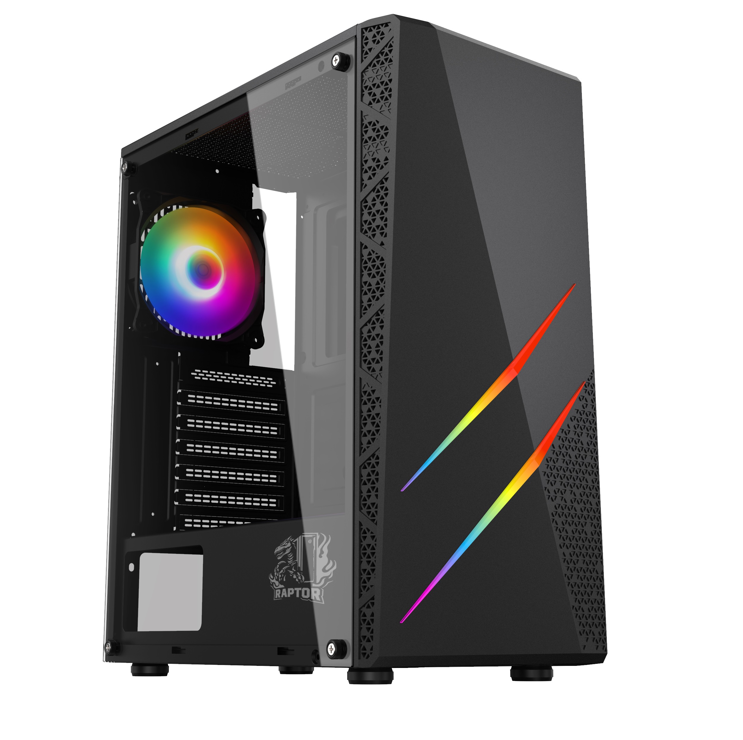 GABINETE RAPTOR BLAZE FORCE TG MID-TOWER RGB FAN X1 W/BUTTON CONTROL (6719)