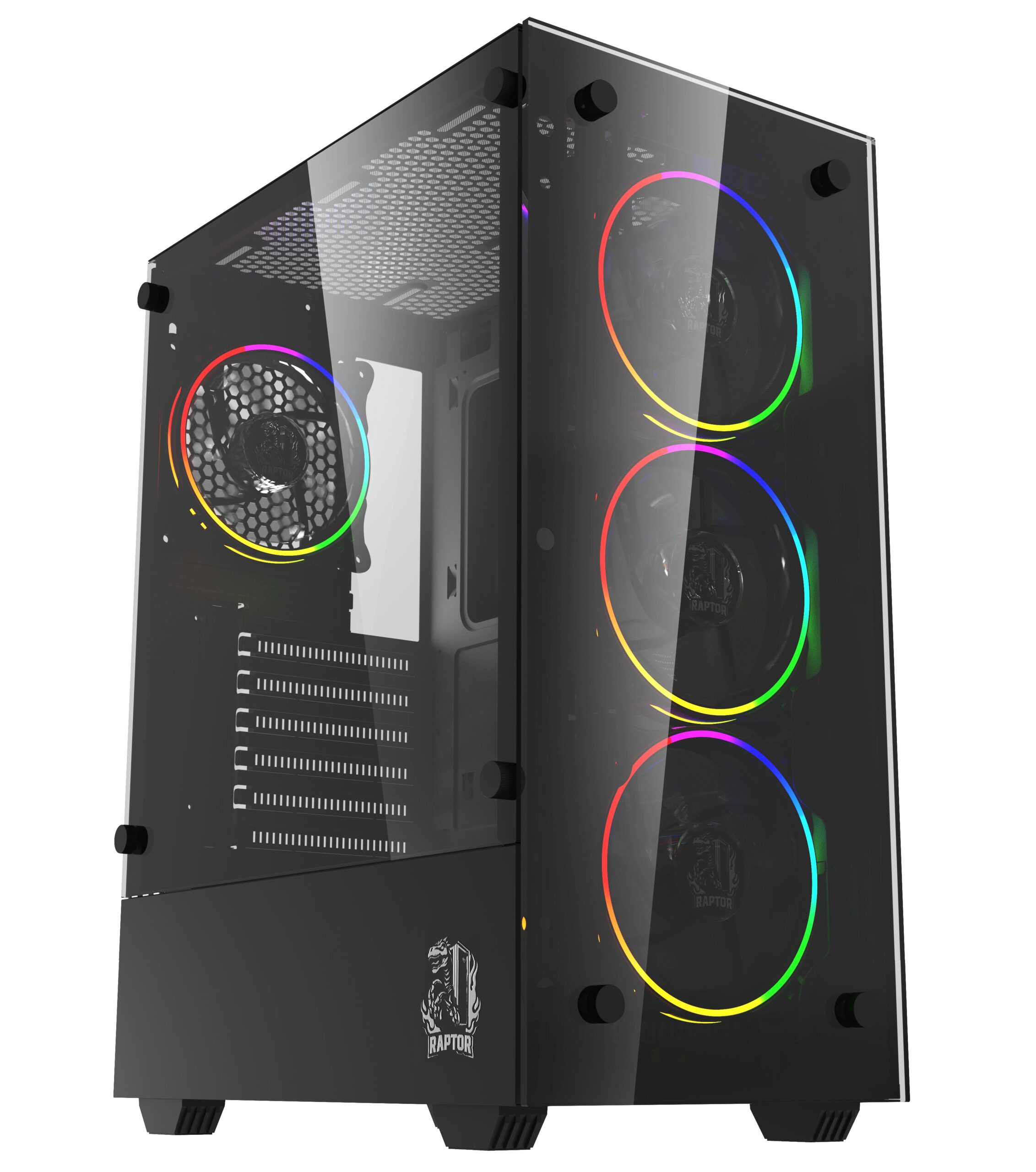 GABINETE RAPTOR SENTINEL TG MID-TOWER RGB FAN X4 W/BUTTON CONTROL (6718)