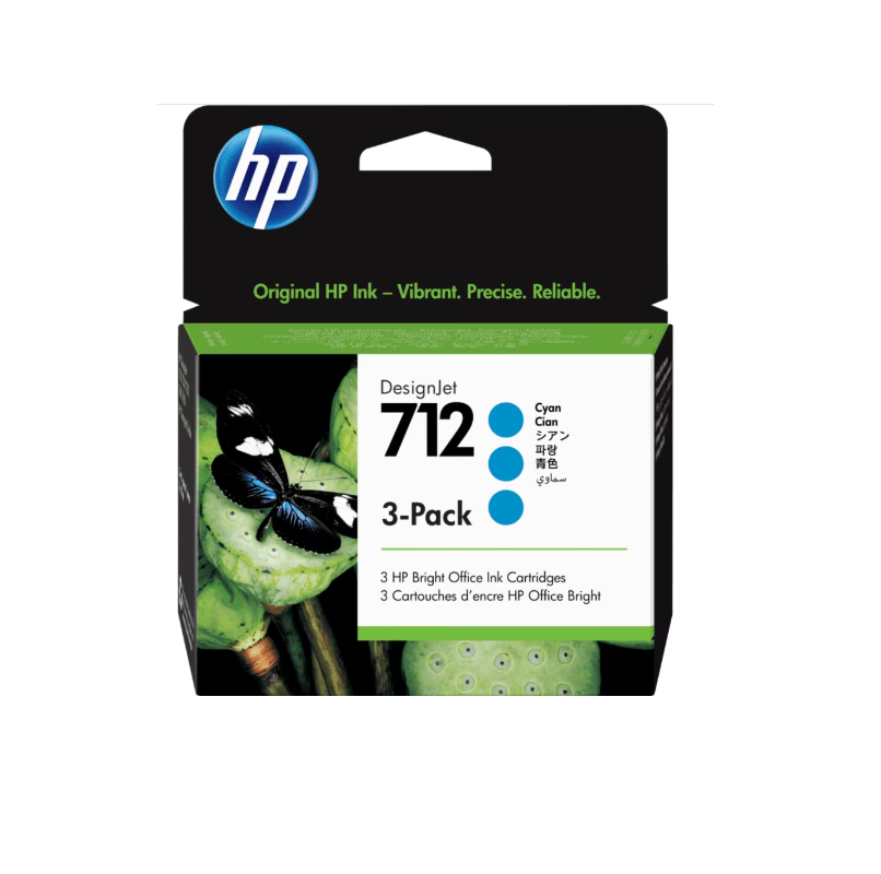 3ED77A HP 712 PACK X3 CYAN INK CARTRIDGE 29ML (2869)