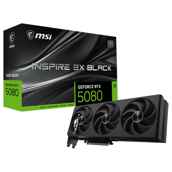 PLACA DE VIDEO MSI GeForce RTX 5080 16G INSPIRE 3X OC BLACK (7913)