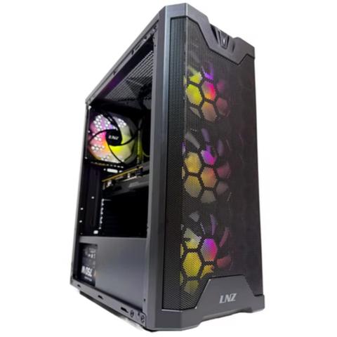 GABINETE LNZ Y11 4 FAN ARGB VIDRIO TEMPLADO NEGRO