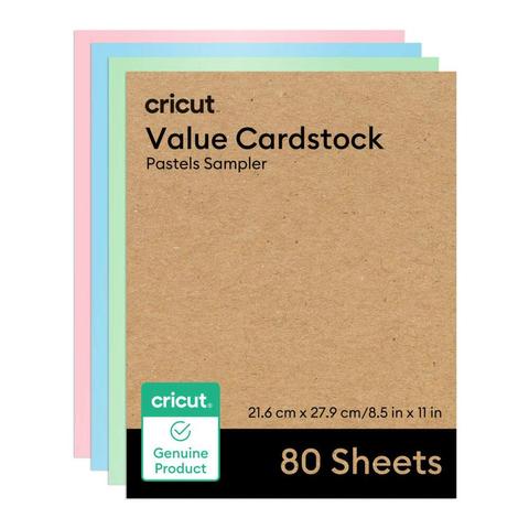 CARTULINA DE MUESTRA CRICUT VALUE DE 8,5 X 11 PULGADAS, 80 HOJAS, PASTELES