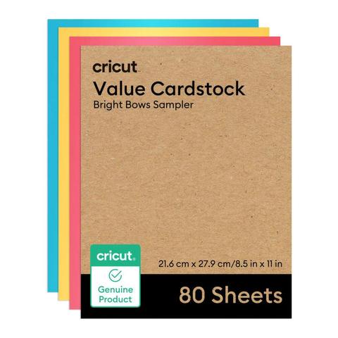 CARTULINA DE MUESTRA CRICUT VALUE DE 8,5 X 11 PULGADAS, 80 HOJAS, LAZOS BRILLANTES