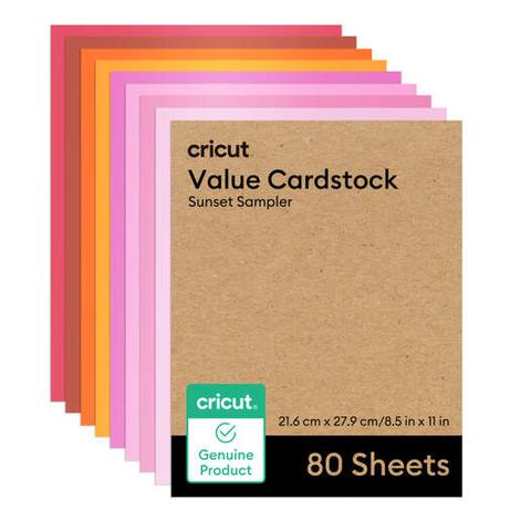 CARTULINA DE MUESTRA CRICUT VALUE DE 8,5 X 11 PULGADAS, 80 HOJAS, COLOR ATARDECER