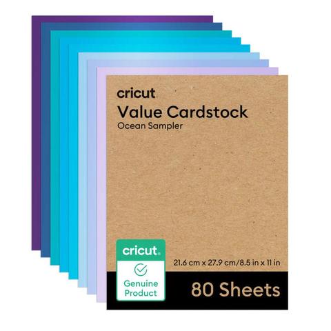 CARTULINA DE MUESTRA CRICUT VALUE DE 8,5 X 11 PULGADAS, 80 HOJAS, COLOR OCÉANO
