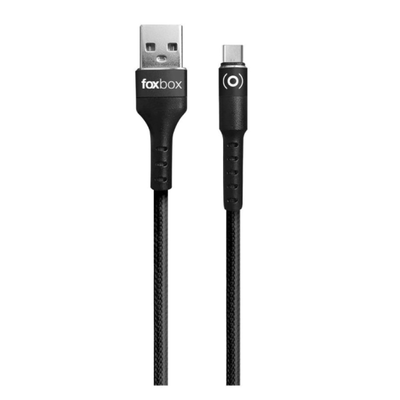 CABLE FOXBOX ROUND USB A TYPE-C NEGRO 1M