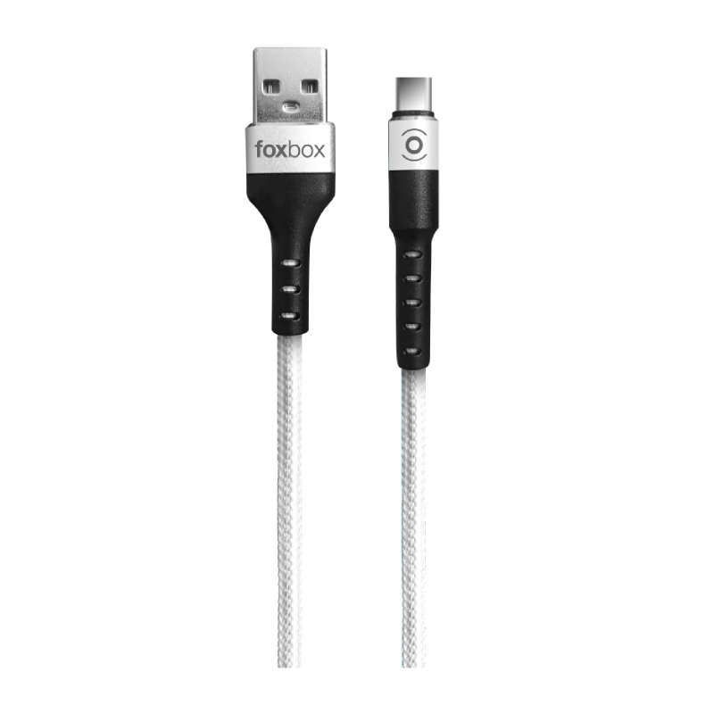 CABLE FOXBOX ROUND USB A TYPE-C BLANCO 1M