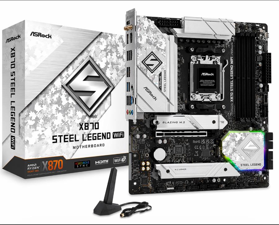 MB (AM5) ASROCK X870 STEEL LEGEND WIFI DDR5 (MB-X870 SLWIFI) (90-MXBPJ0-A0UAYAZ)