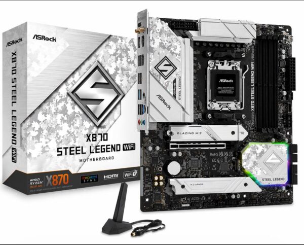 MB (AM5) ASROCK X870 STEEL LEGEND WIFI DDR5  (MB-X870 SLWIFI) (90-MXBPJ0-A0UAYAZ)