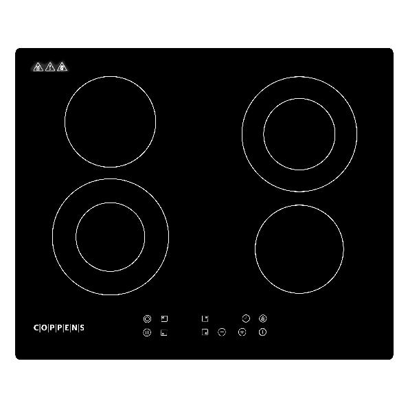 ANAFE ELECTRICO COPPENS EC460-6802 VITROCERAMICO 59CM 4 HORNALLAS 9 NIVELES NEGRO (AEVCOP6802)