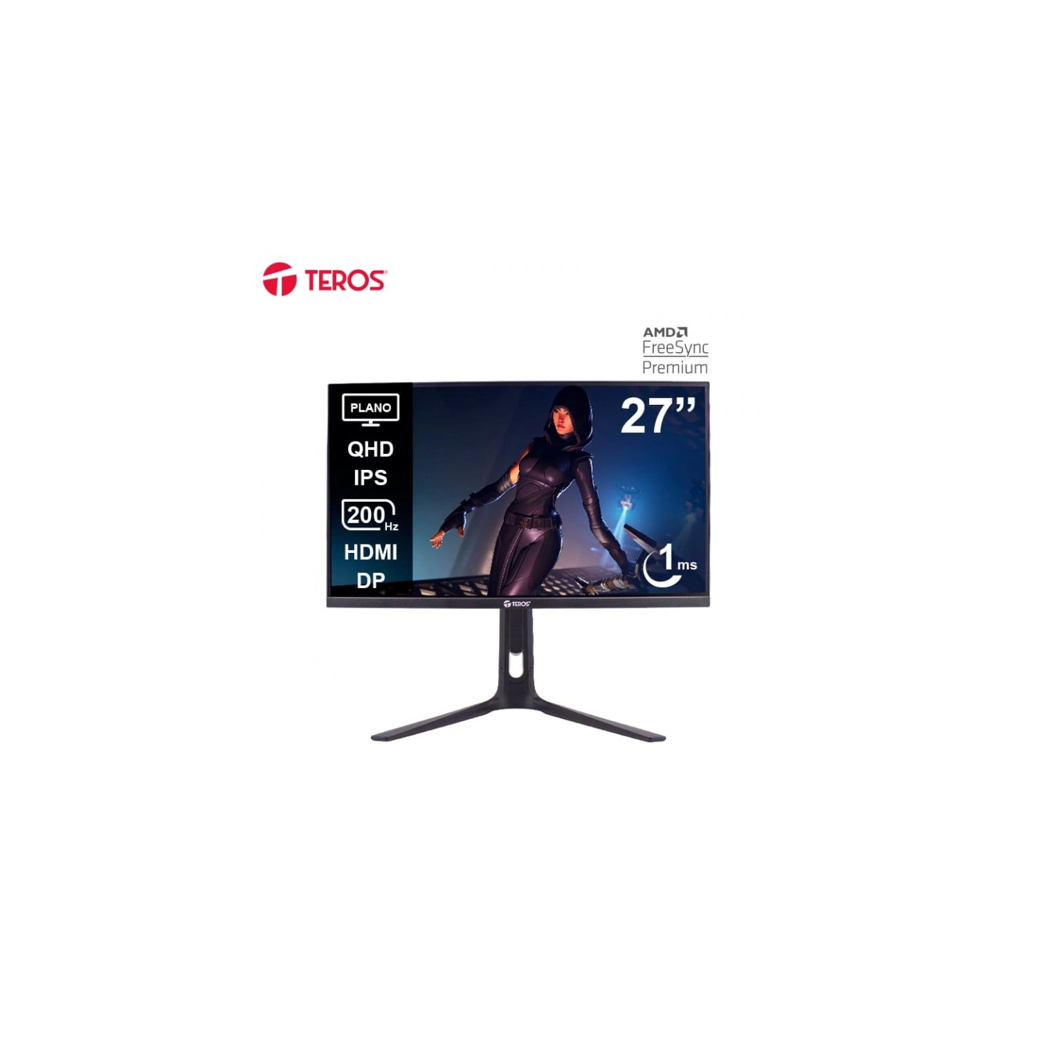 MONITOR TEROS TE-2754G GAMING 27" PLANO IPS QHD (2560X1440) 200HZ 1MS
