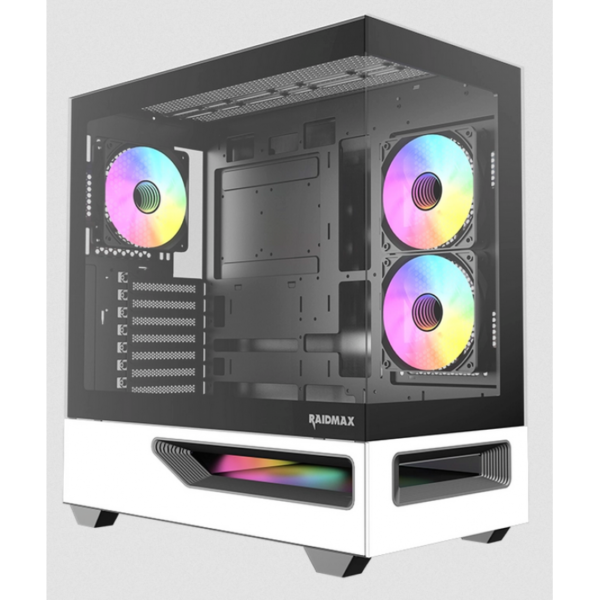 GABINETE GAMER RAIDMAX HURRIKAN H200 E-ATX ARGB PWM WHITE/BLACK