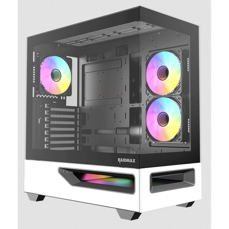 GABINETE GAMER RAIDMAX HURRIKAN H200 E-ATX ARGB PWM WHITE/BLACK