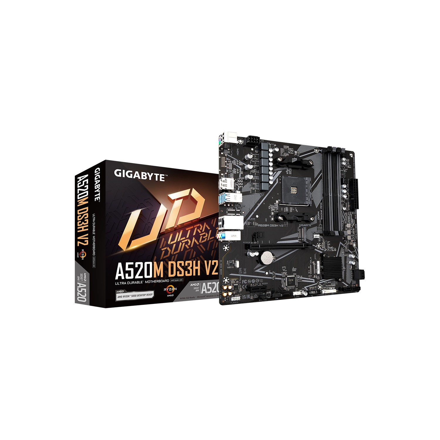 MOTHERBOARD GIGABYTE A520M DS3H V2 AM4 DDR4