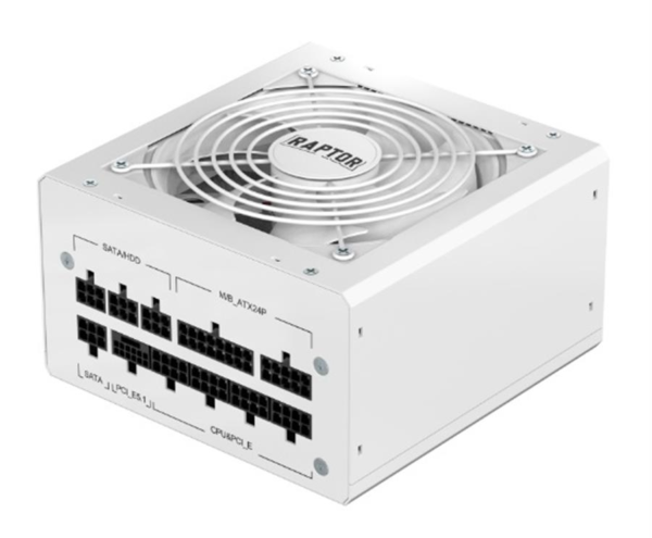 Fuente Raptor Volt 800W 80 Plus Gold Full Modular PCIe 5.1 Blanca (7633) - BULK