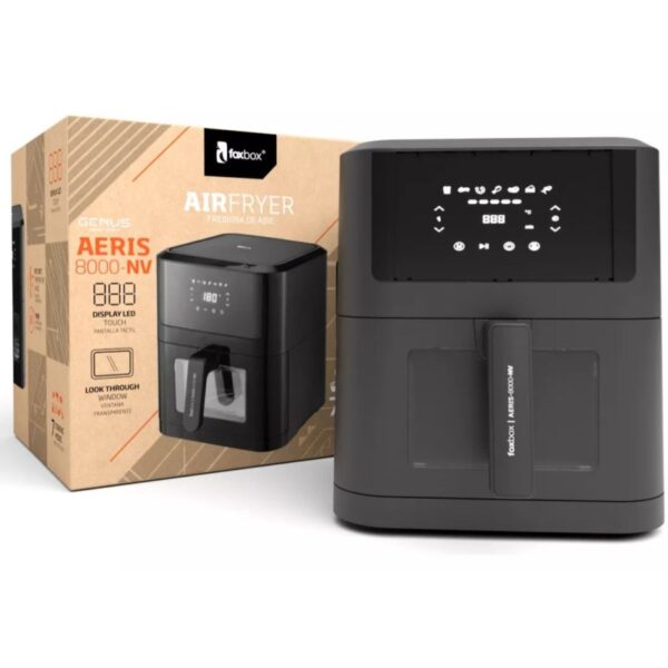 FREIDORA DE AIRE FOXBOX GENUS AERIS-8000NV EASY FRY 8LT NEGRO 1800W (8108)