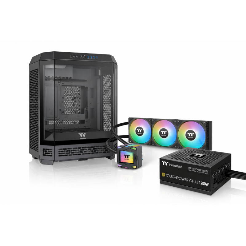 Gabinete c/fuente Thermaltake Tower 600 + 1200w 80 Plus Gold + LA360 ARGB (Full KIT)