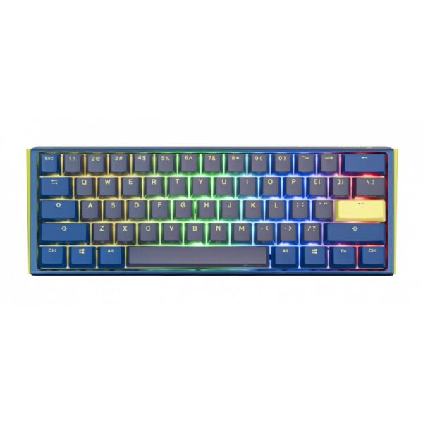 TECLADO MECANICO DUCKY ONE 3 DAYBREAK MINI TECLAS AZULES INTERRUPTOR MARRON INGLES PBT DOBLE DISPARO SIN COSTURAS