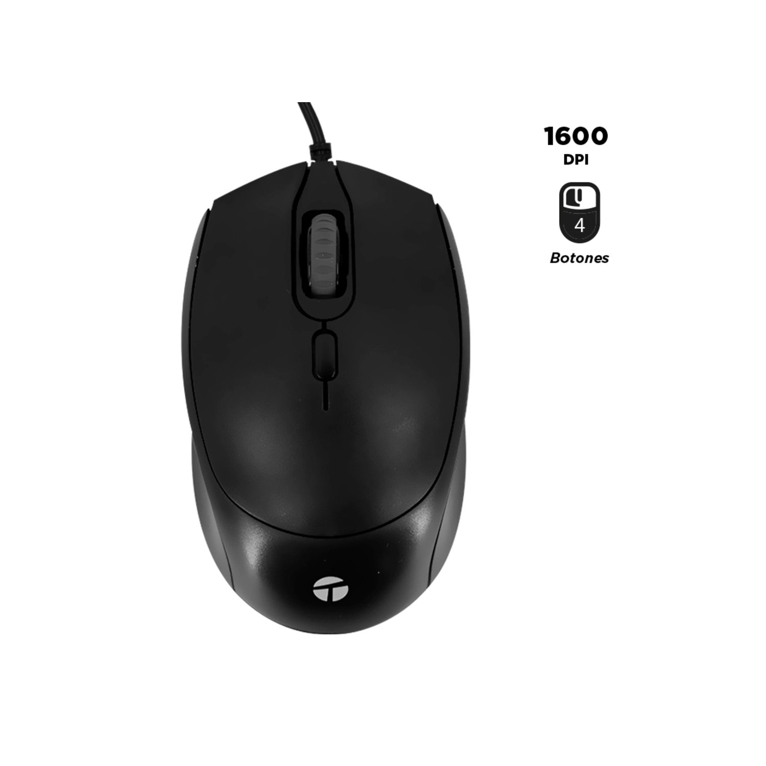 MOUSE TEROS TE-1222S C/CABLE BLACK